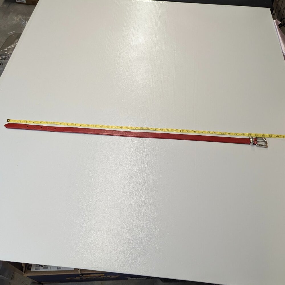 Fossil Red Size Medium 1" Wide Genuine Leather Belt With Silver Buckle - Picture 7 of 9